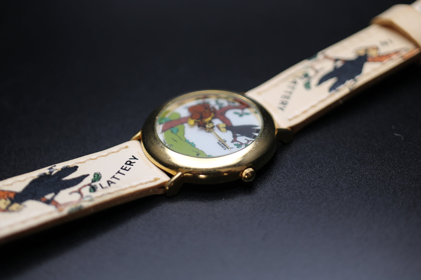 1980s Pearl "The Raven and the Fox" Mystery Dial Quartz Watch