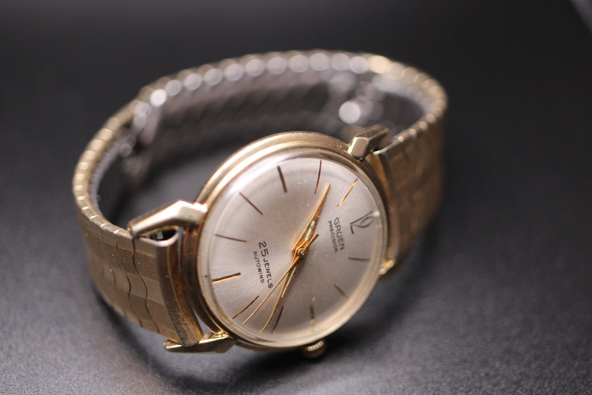 1970s Gruen Precision 25-Jewel Autowind 10K Rolled Gold Case