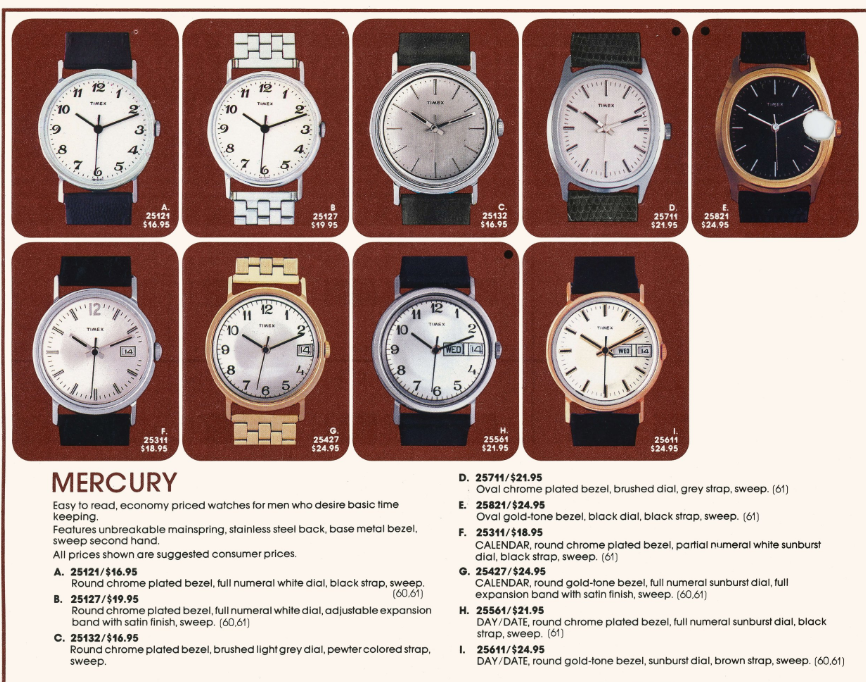 1980 Timex Mercury Ref. 25821 Mechanical Watch