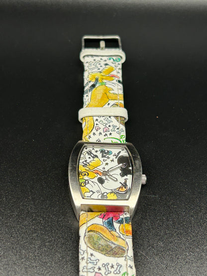 2010 Disney Rectangular Mickey Mouse & Pluto Quartz Character Watch