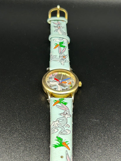 Bugs Bunny Quartz Watch With Patterned Leather Strap (Year / Manufacturer Unidentified)