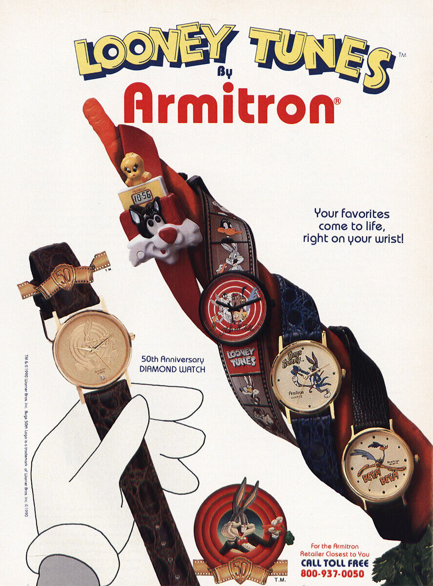 1993 Armitron Looney Tunes Will E. Coyote & Roadrunner Quartz Character Watch Ref. 2200/61