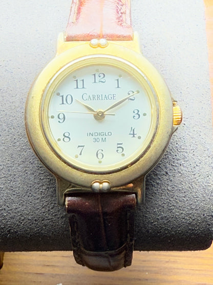 2003 Carriage / Timex Gold Case Indiglo Quartz Watch