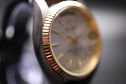 1990s Elgin Presidential DayDate Fluted Bezel Quartz Watch Ref. FC-12