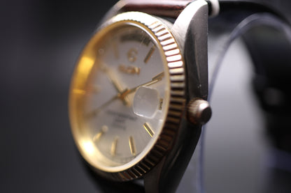 1990s Elgin Presidential DayDate Fluted Bezel Quartz Watch Ref. FC-12