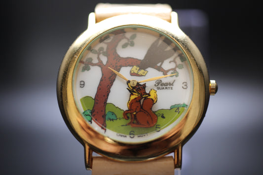 1980s Pearl "The Raven and the Fox" Mystery Dial Quartz Watch