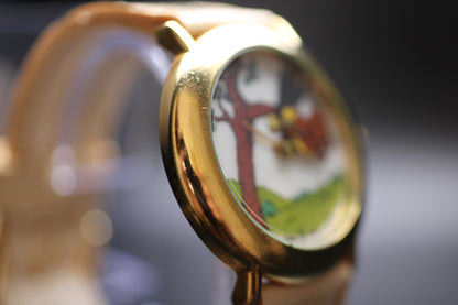 1980s Pearl "The Raven and the Fox" Mystery Dial Quartz Watch