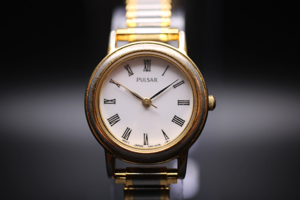 1998 Pulsar Ladies Two-Tone Roman Numeral Quartz Watch Ref. 871850