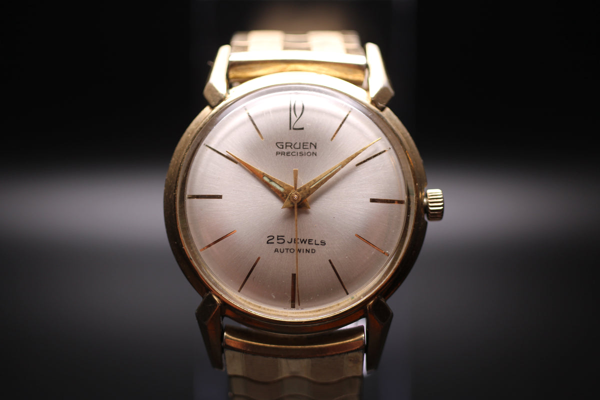 1970s Gruen Precision 25-Jewel Autowind 10K Rolled Gold Case