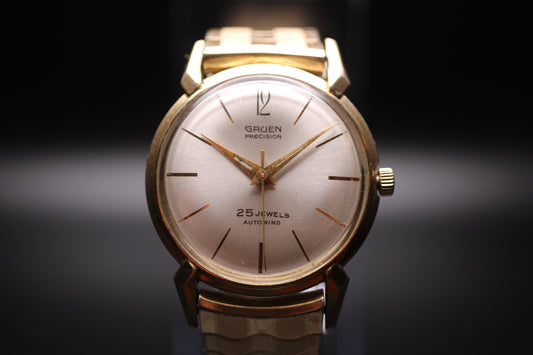 1970s Gruen Precision 25-Jewel Autowind 10K Rolled Gold Case