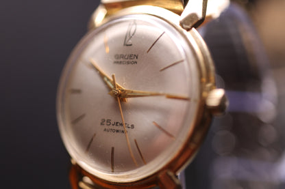 1970s Gruen Precision 25-Jewel Autowind 10K Rolled Gold Case