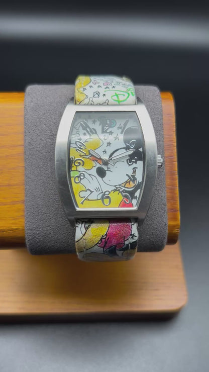 2010 Disney Rectangular Mickey Mouse & Pluto Quartz Character Watch