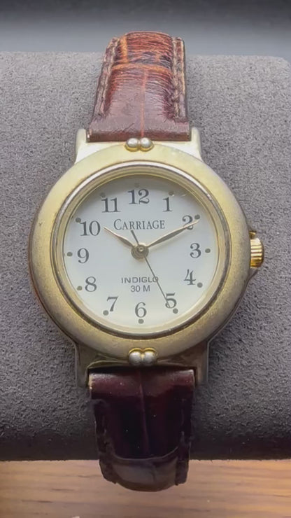 2003 Carriage / Timex Gold Case Indiglo Quartz Watch