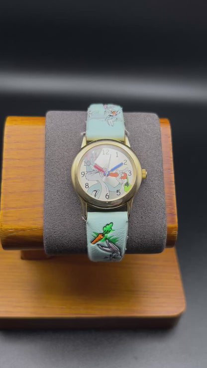 Bugs Bunny Quartz Watch With Patterned Leather Strap (Year / Manufacturer Unidentified)