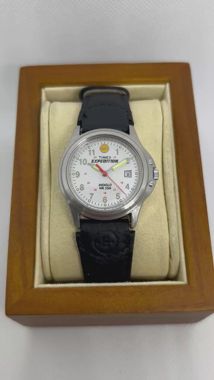 2009 Timex Expedition Date Window White Indiglo Dial Quartz Watch